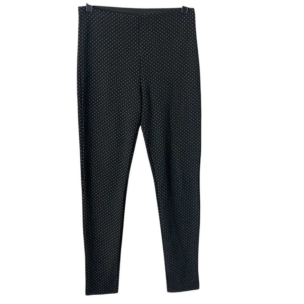 Zara Basic Stretch Pants Womens Medium Black Novelty Pattern
